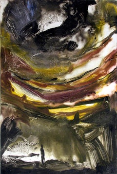 Nocturne Cave, abstracted earth tones, energetic brushwork