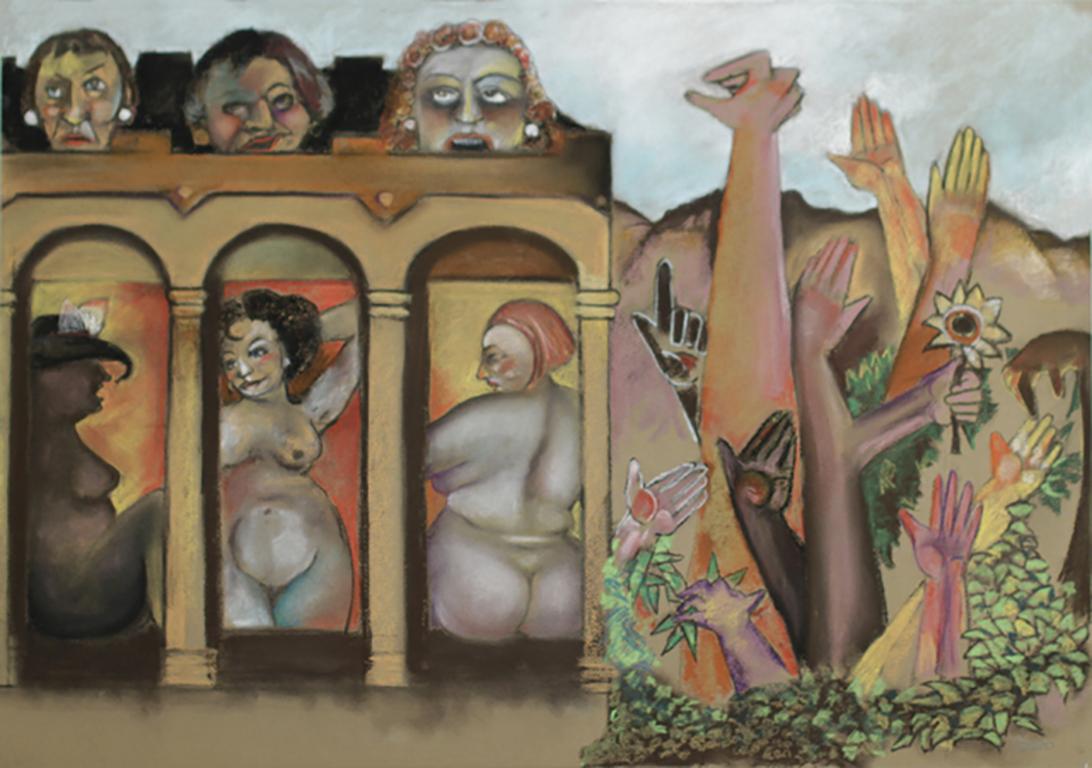 erotica al fresco, erzählerische architektonische Fantasie mit weiblichen Akten