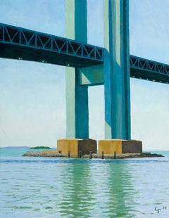 Verrazano Bridge Pier, realistic waterscape, NYC