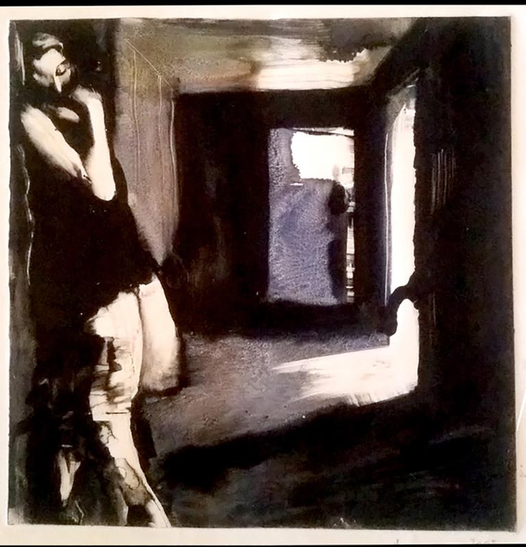 Sleepwalking at the Olcott, mystery monochromatic narrative noir - Art by Tom Bennett