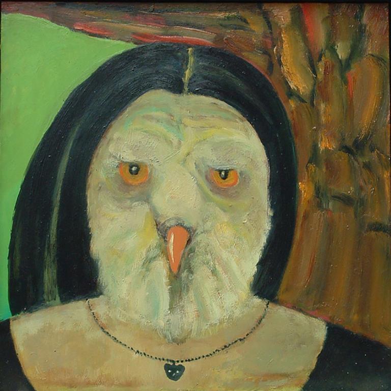 Nature Girl, peinture colorée d'une femme oiseau surréaliste