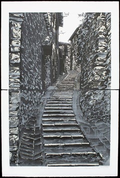 Assisi IV, noir et blanc, imprimé de maître gris, architecture italienne