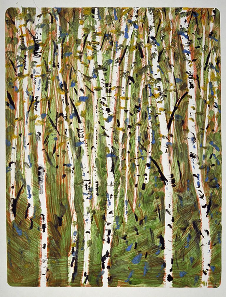 Fall Birch , colorful monorpint, nature trees