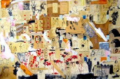 Tu interior está fuera, abstracto, técnica mixta, collage, tono tierra, iconografía