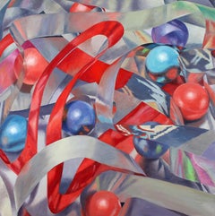 Silver Circus, hyper realistic colorful painting w/ abstract qualities