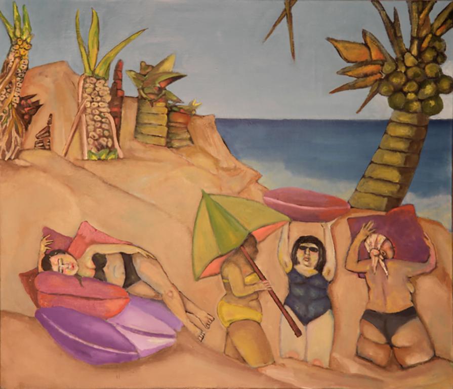 Costa Esmeralda, colorful humorous beach scene
