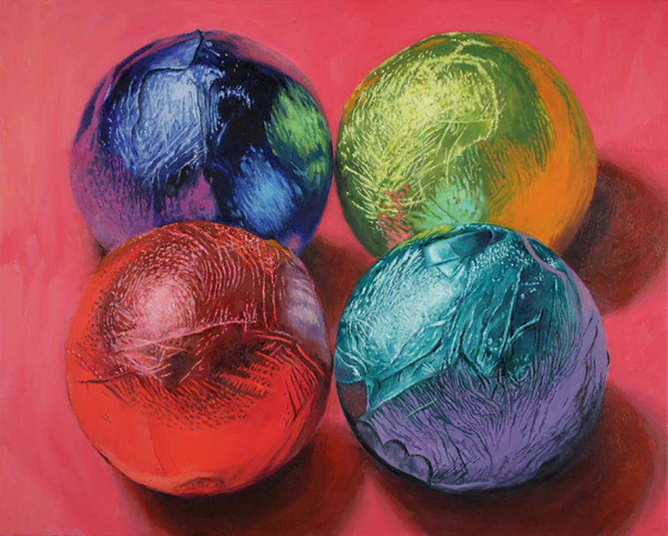 Douglas Newton Still-Life Painting - Quartet, super realism, colorful, candy 