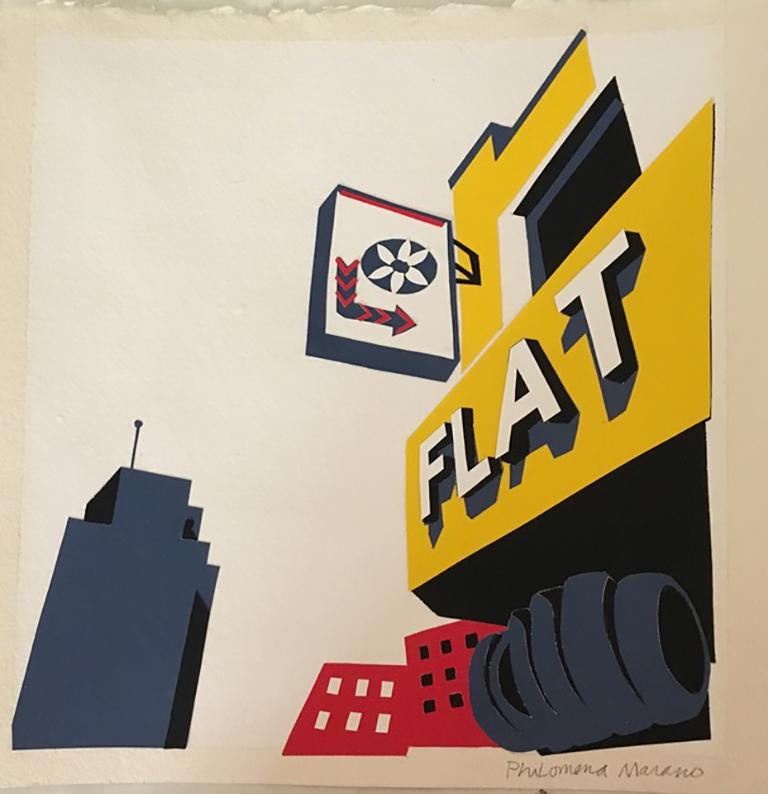 FLAT, cut paper collage urban New York street culture industrial