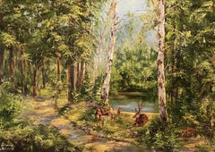 At the Lake, Painting, Oil on Canvas