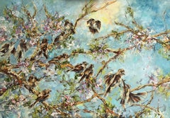 Sparrows, Painting, Oil on Canvas