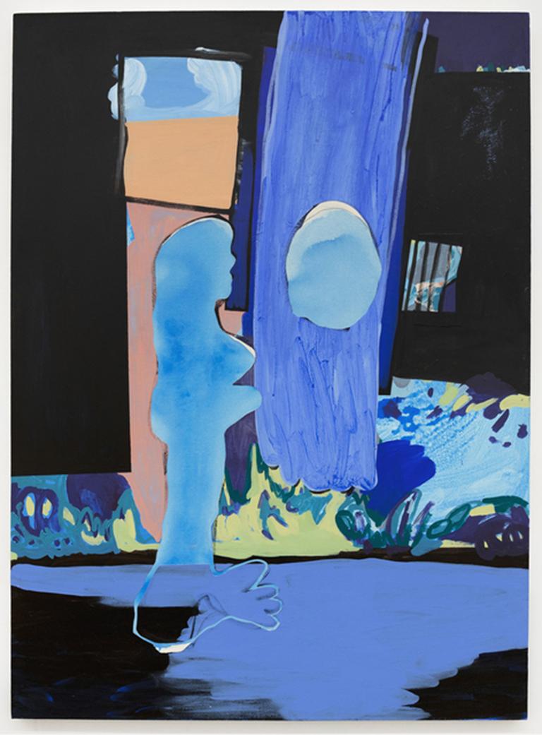 "RETROCESO AUTOMÁTICO", Pintura figurativa, Óleo y acrílico sobre lienzo, Mujer azul