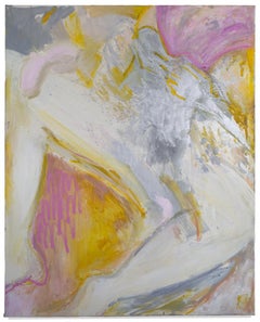 "YOURS AND MINE", Painting, Oil and Pigment on Canvas, Nude Woman on Pink, Gold 