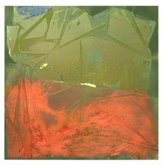 „LIVING CORAL“, Abstraktes Gemälde, Acryl auf Leinwand, Grün & Orange