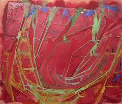""MAD ROSE"", Acryl auf Leinwand, Abstrakt, Rot, Blau, Grün & Orange