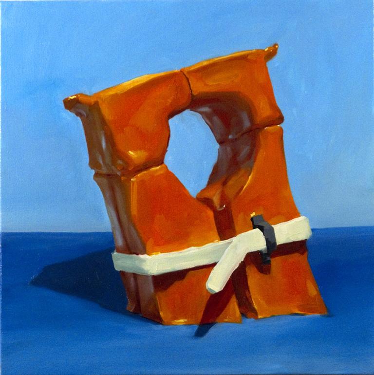 Andrew Smenos Figurative Painting - "RISING TIDES USED TO BE A GOOD THING", Painting, Oil on Canvas, Disaster, Humor