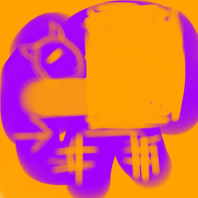 Justin Neely Abstract Print - "NO, GRIMACE, NO! 04082018 356pm", Abstract, Digital, Orange, Purple, Cat, 2018