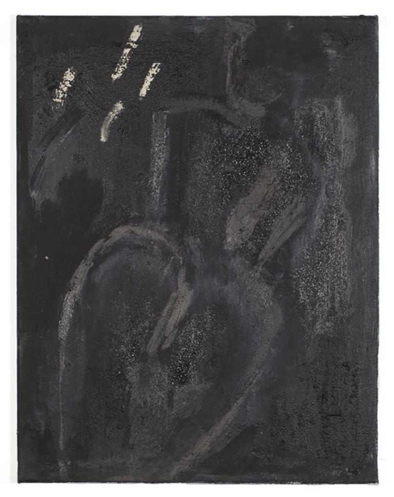 Natasha Wright Figurative Painting - "PEACH BLACK", Painting, Oil, Oil Stick and Glitter on Canvas, Nude Woman, Black