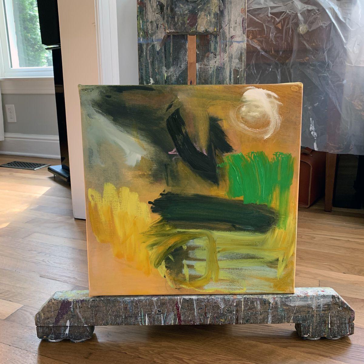 Luna di Buonanotte, Pittura, Olio su tela - Painting Astratto di Trixie Pitts