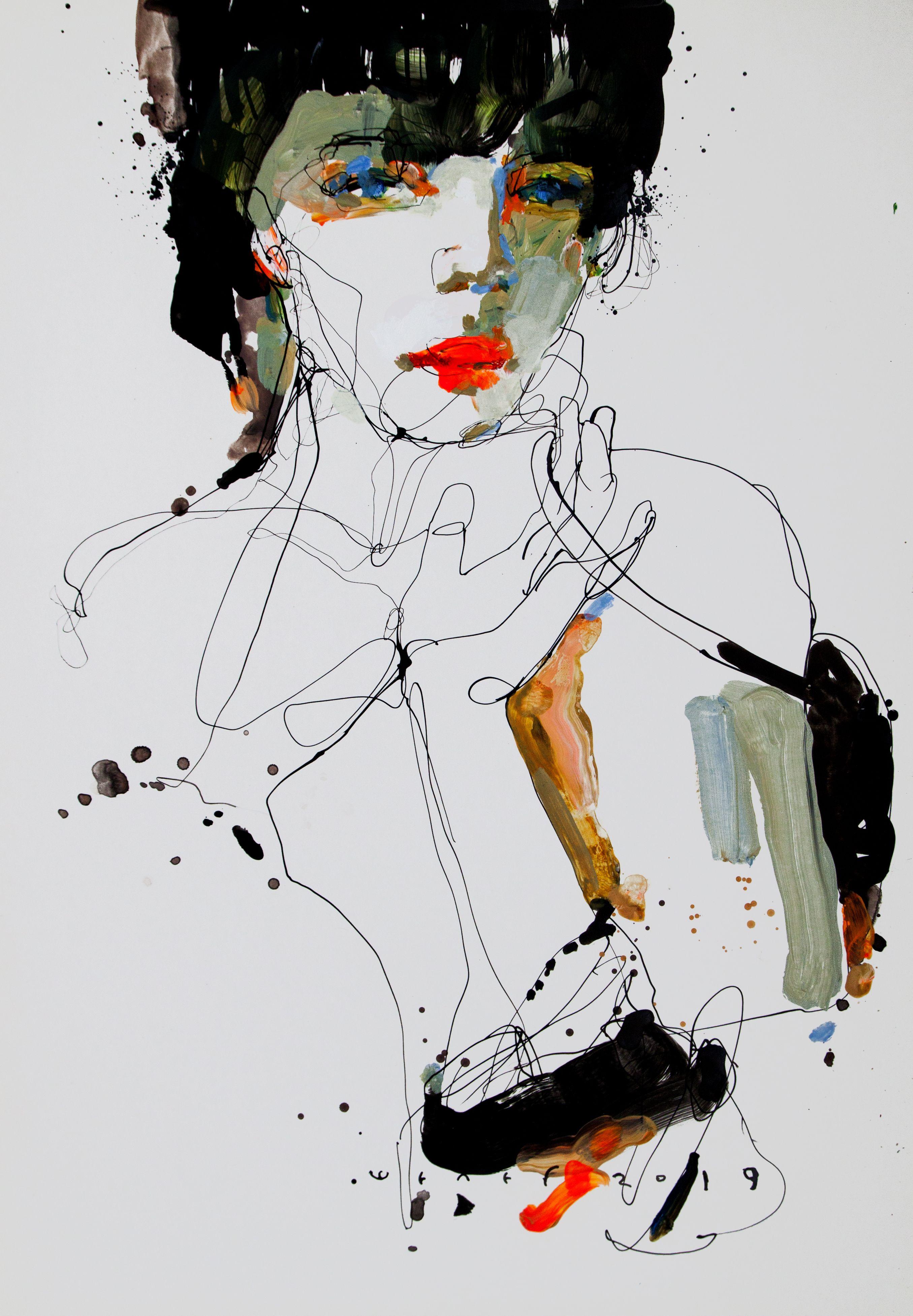 Lady 1, Drawing, Pen & Ink on Paper - Art by Victor Sheleg