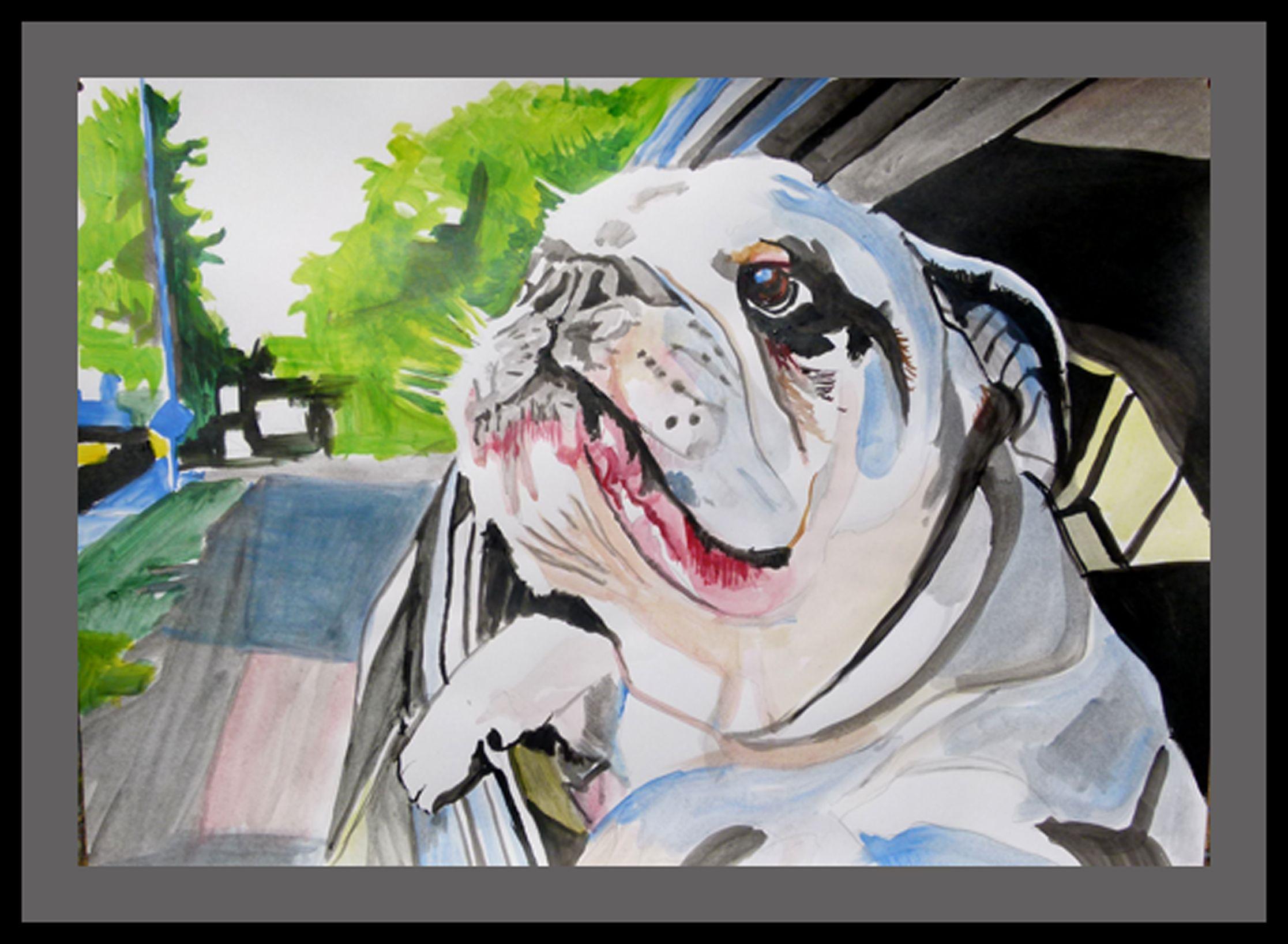 abstract bulldog painting