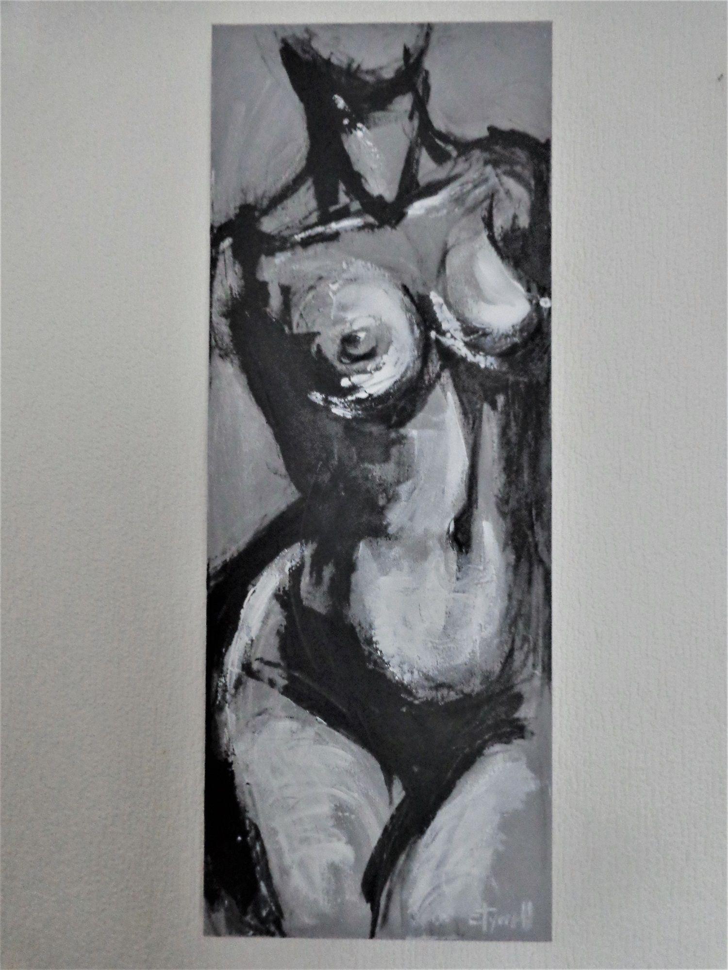 Triptych - Three Grey Graces, Painting, Acrylic on Canvas For Sale 1