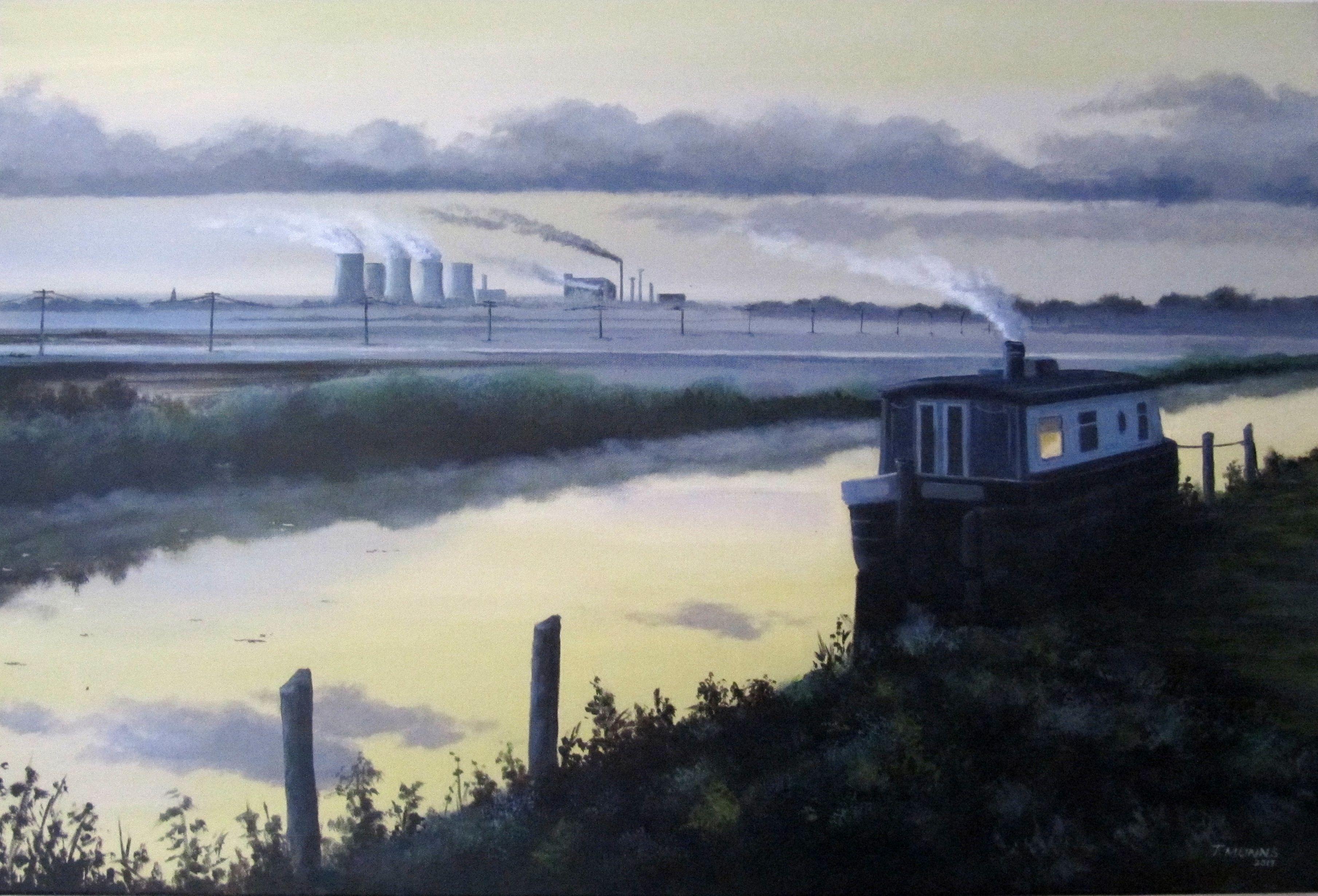 El rugiente silencio, Pintura, Acrílico sobre lienzo - Painting de Tony Munns
