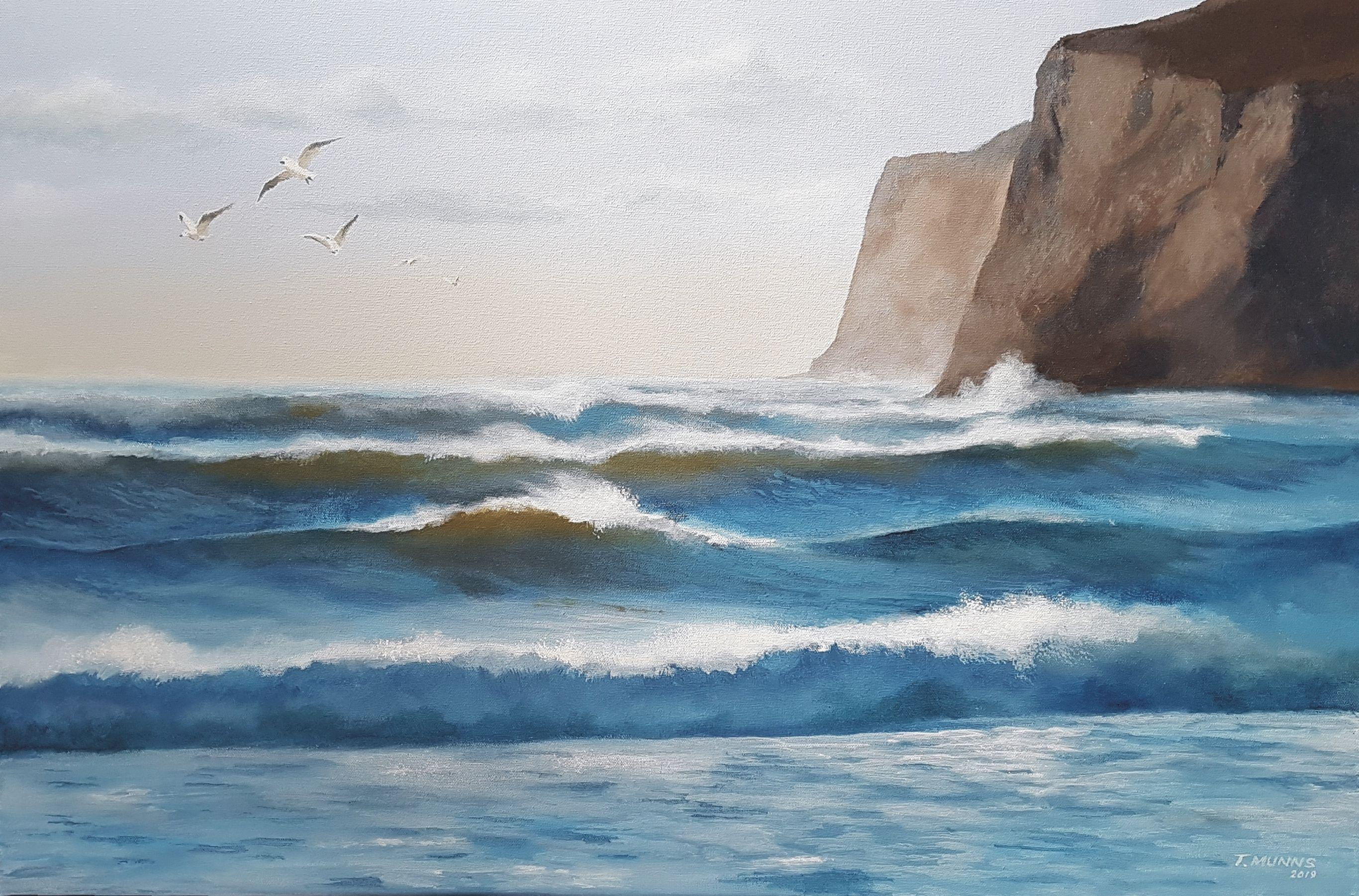 Wild Wind and Sea, Painting, Acrylic on Canvas