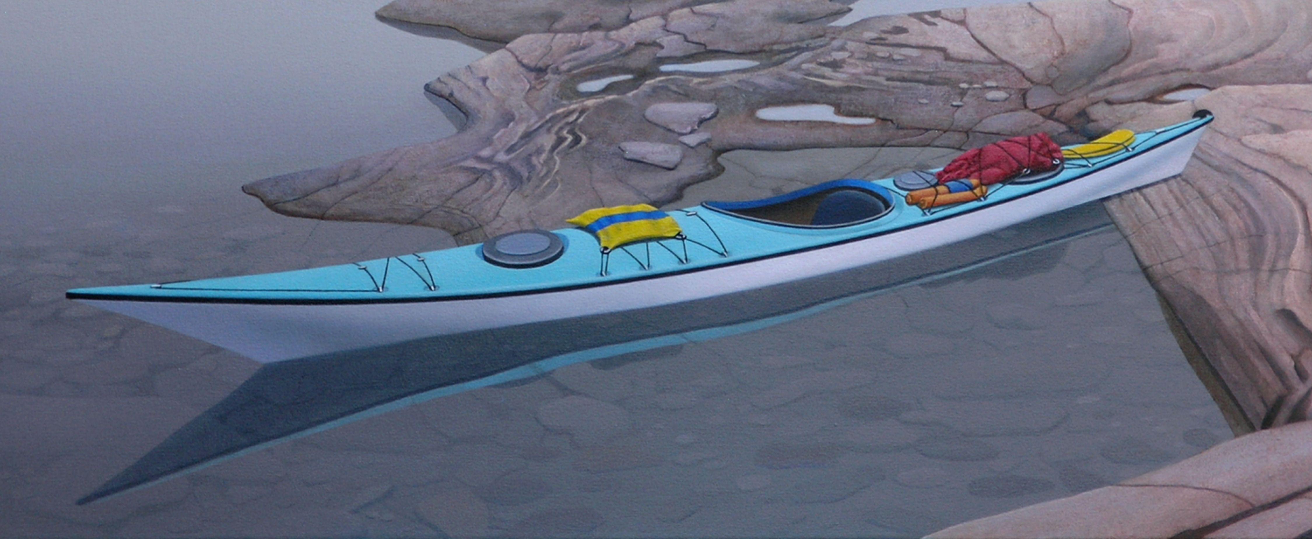 Lone Kayak, Gemälde, Acryl auf Leinwand (Fotorealismus), Painting, von John Kaltenhauser