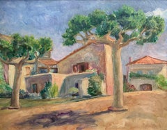 Pollarded Trees, Les Roques, Painting, Oil on Wood Panel