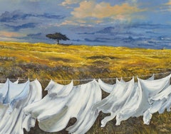 Clothes hanging, Painting, Oil on Canvas