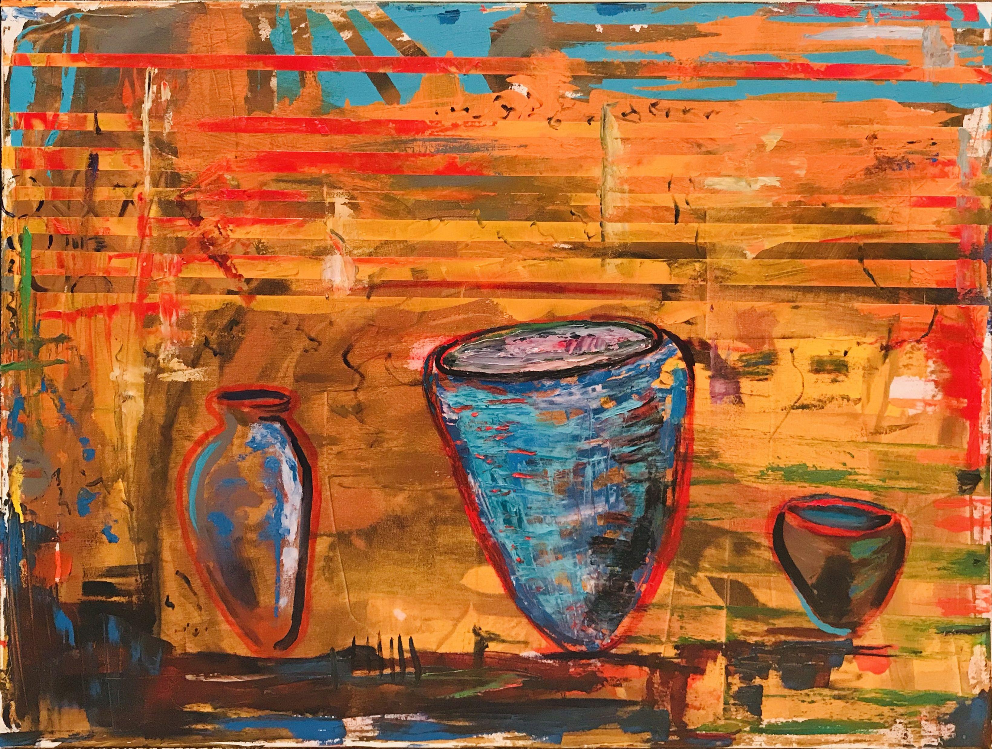 Dan Louth Abstract Painting - Peru Pots, Painting, Oil on Canvas