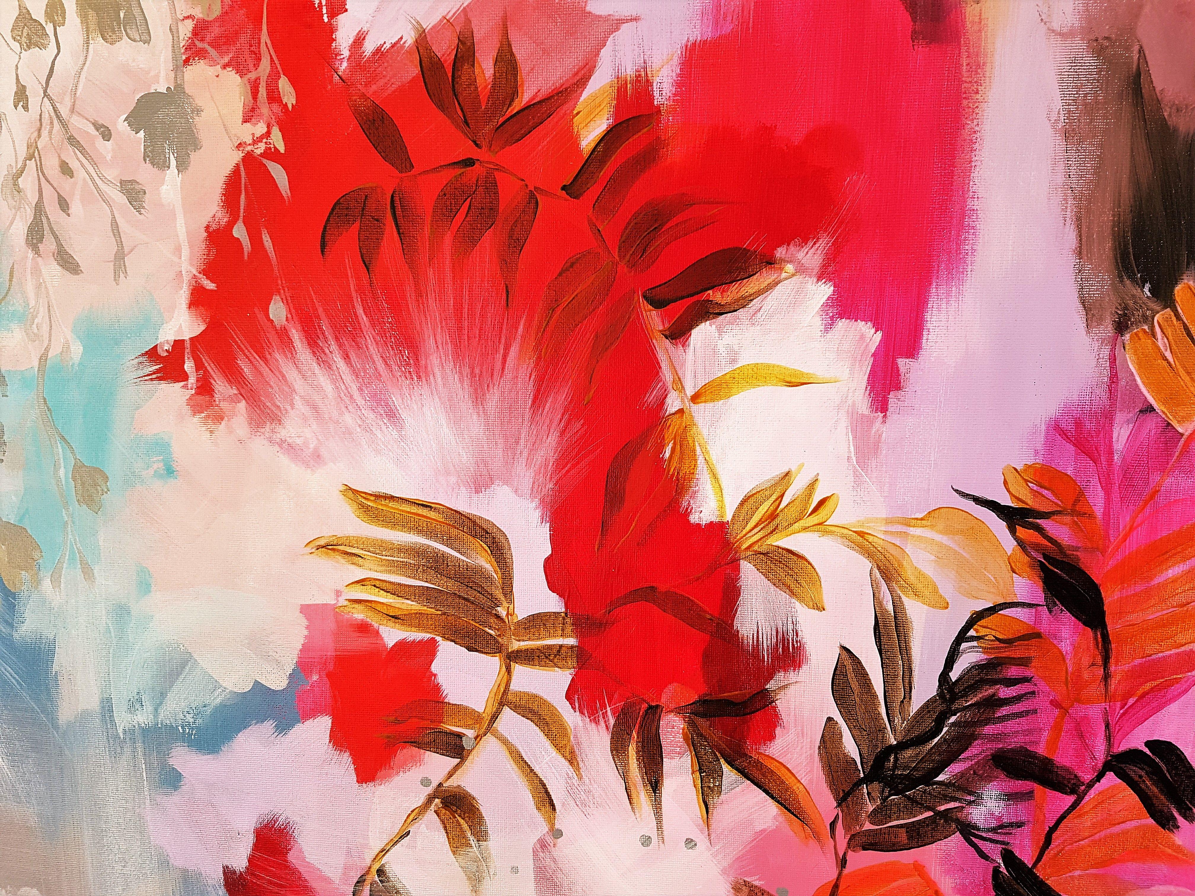 Pintura: Acrílico sobre lienzo.  Título: Leucanthemum Vulgare (Margarita)  Pintura acrílica original  Medio: Acrílico  Soporte: Lienzo Estirado, Bordes sin grapas, Gesso acrílico de titanio sin ácido, Listo para colgar  Tamaño : 36? x 24? x 1,1/2? (