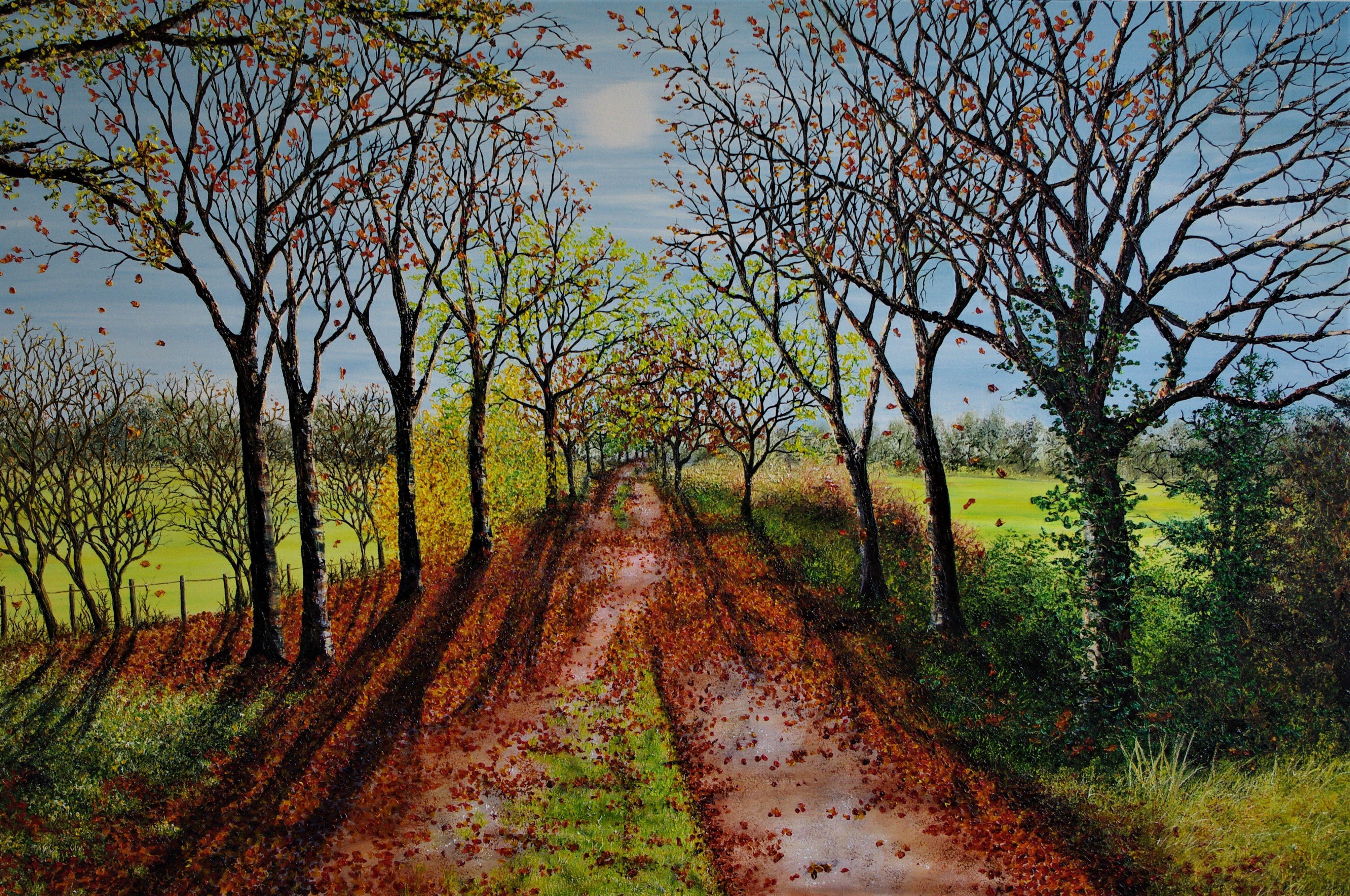 Paseo otoñal, Pintura, Óleo sobre lienzo - Painting de Hazel Thomson