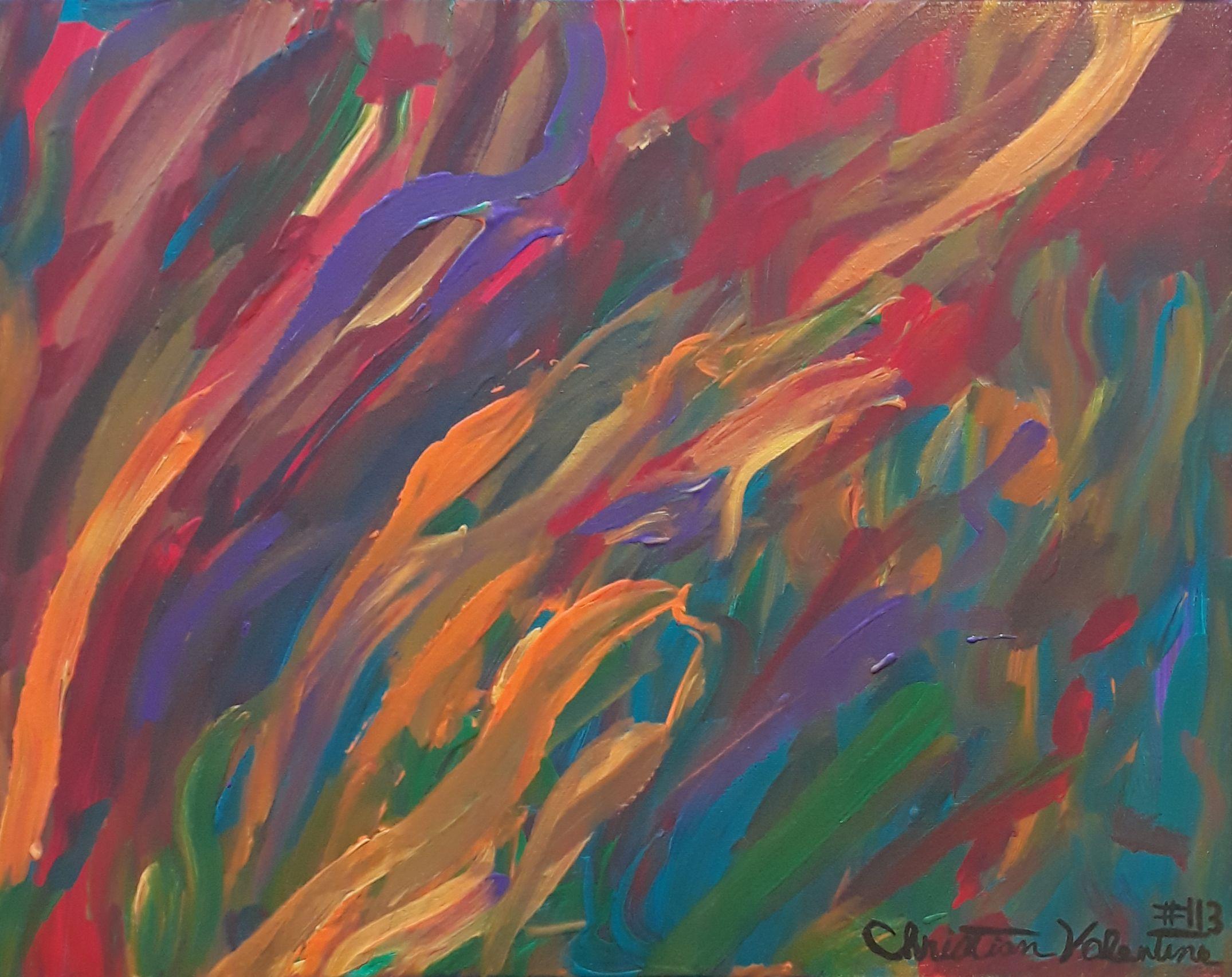 Abstract Painting Christian Valentine - La danseuse du feu, peinture, acrylique sur toile