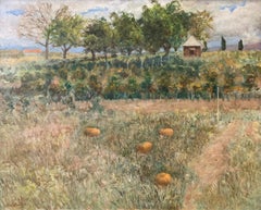 Pumpkin Field, Painting, Oil on Wood Panel