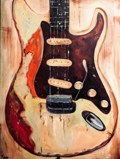 Vintage Fender, Painting, Acrylic on Canvas