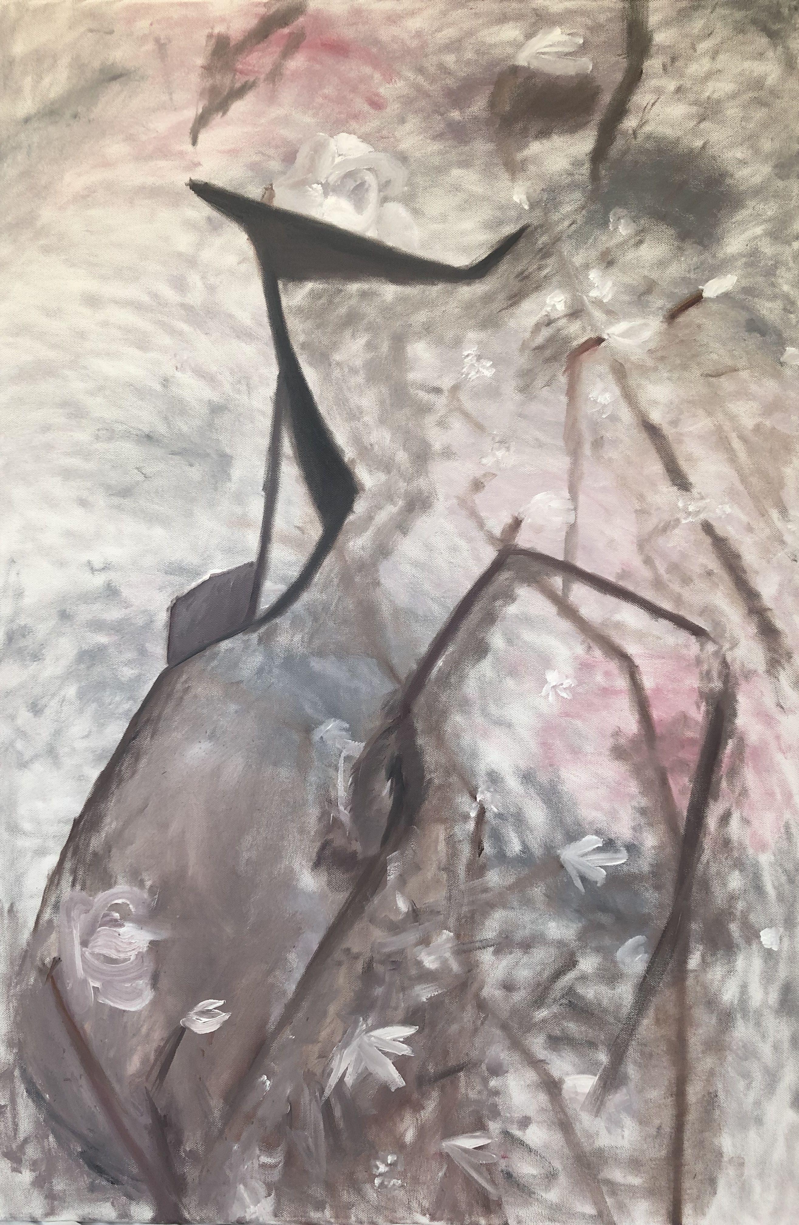 Figure avec Magnolia, peinture, huile sur toile - Painting de Victoria Sager