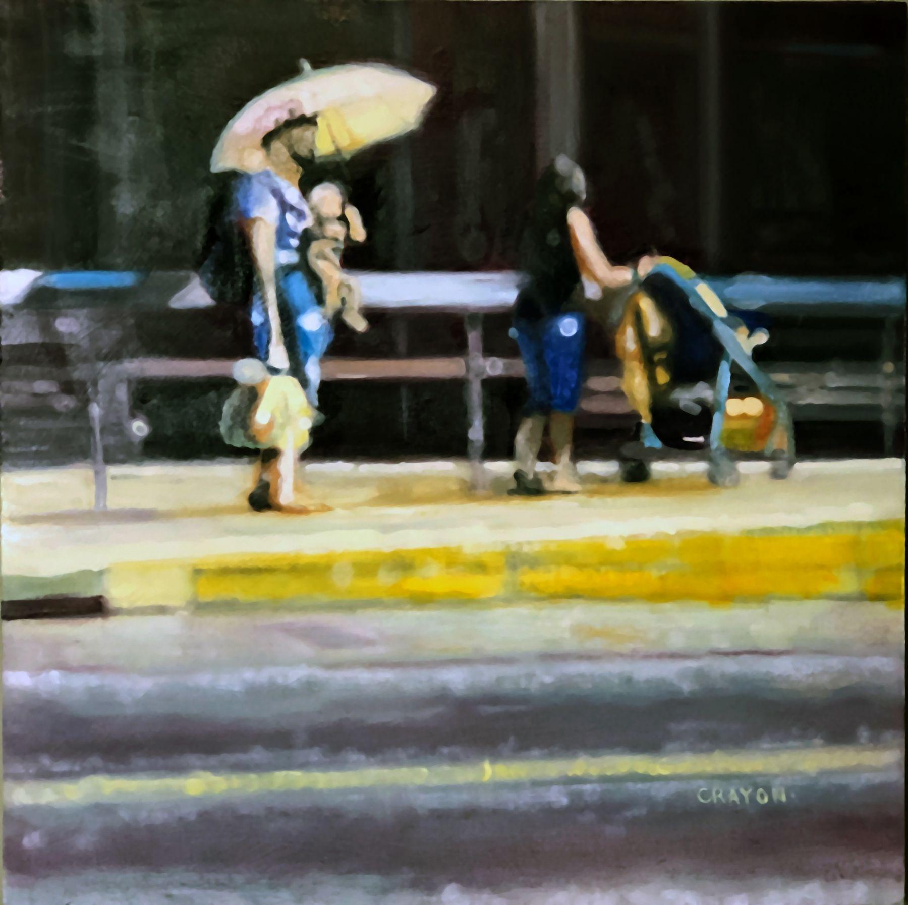 Dad and Son, Peinture, Huile sur Panneau MDF - Painting de Dennis Crayon