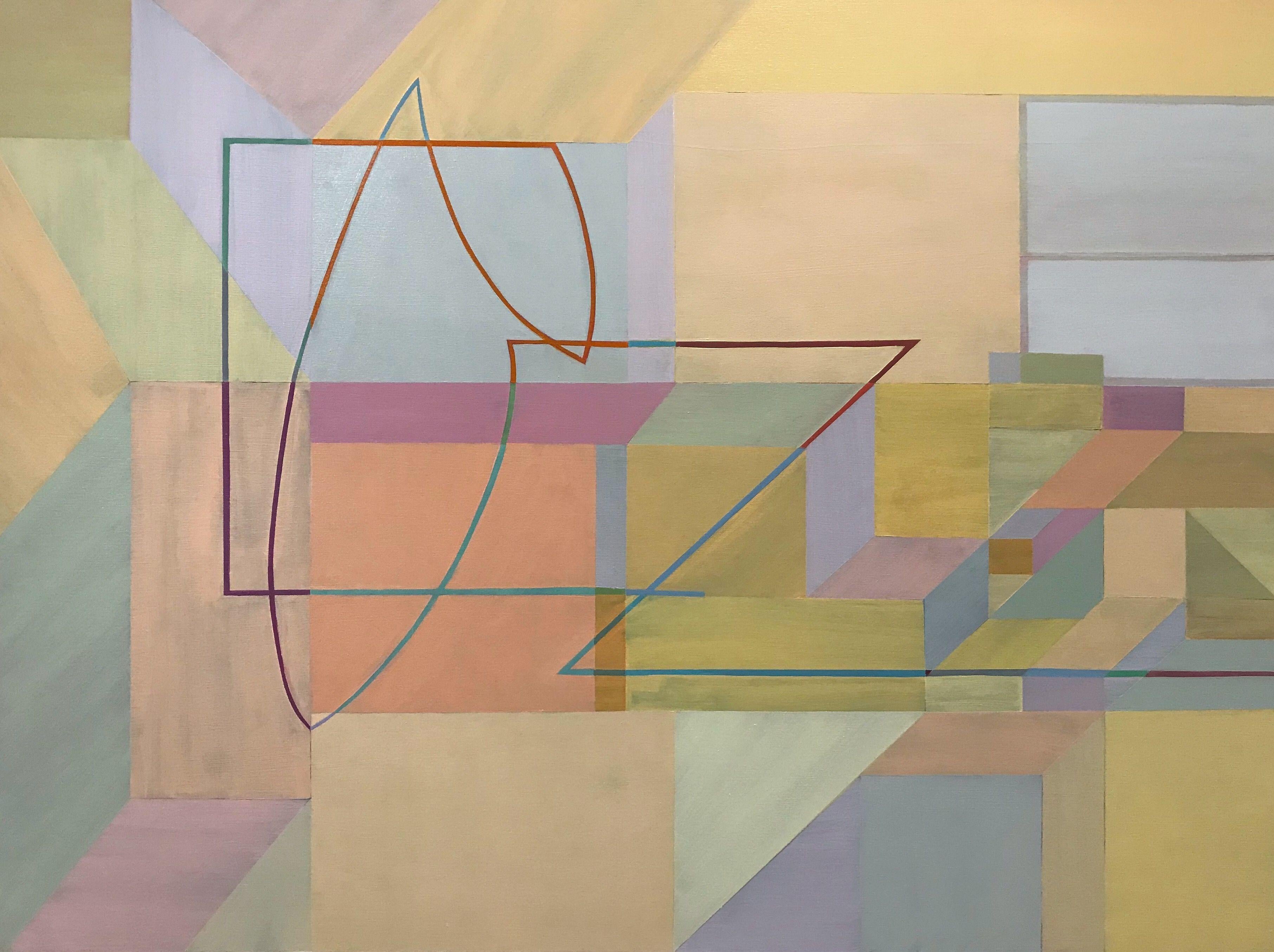Abstract Painting di Todd Brugman - Calore fuggevole, spavento, deriva, dissolvenza, Pittura, Olio su pannello di Wood