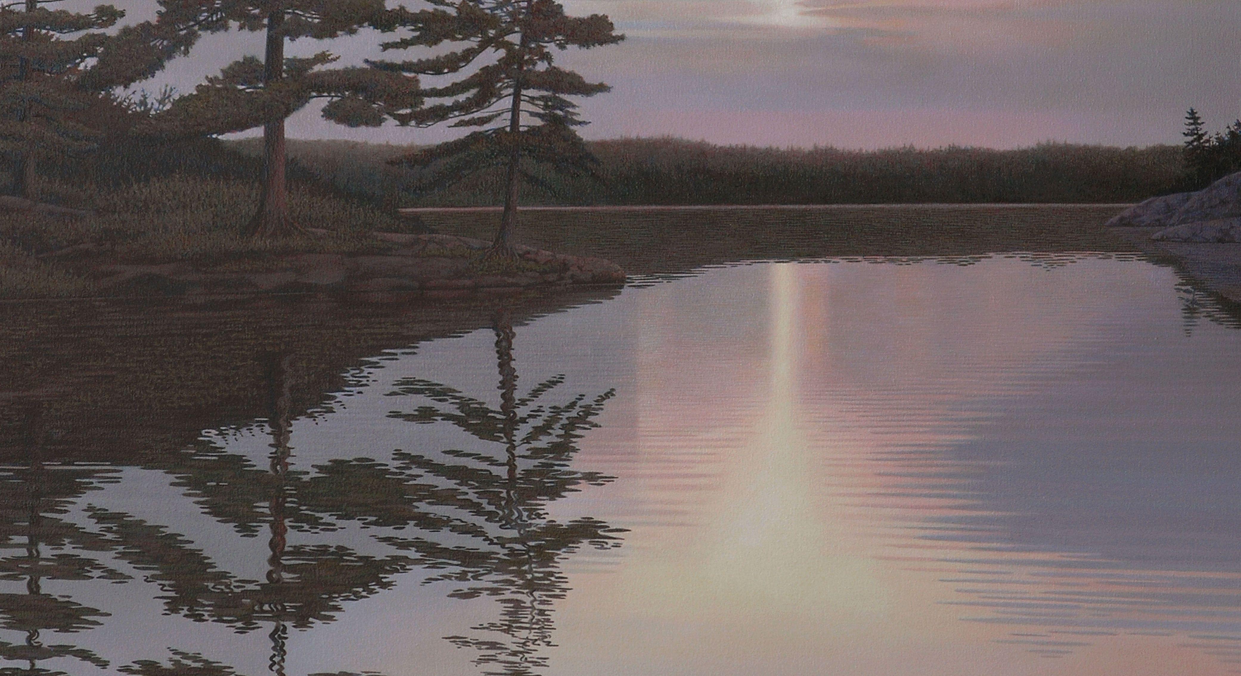 Abend Sonnenuntergang, Gemälde, Acryl auf Leinwand im Angebot 1