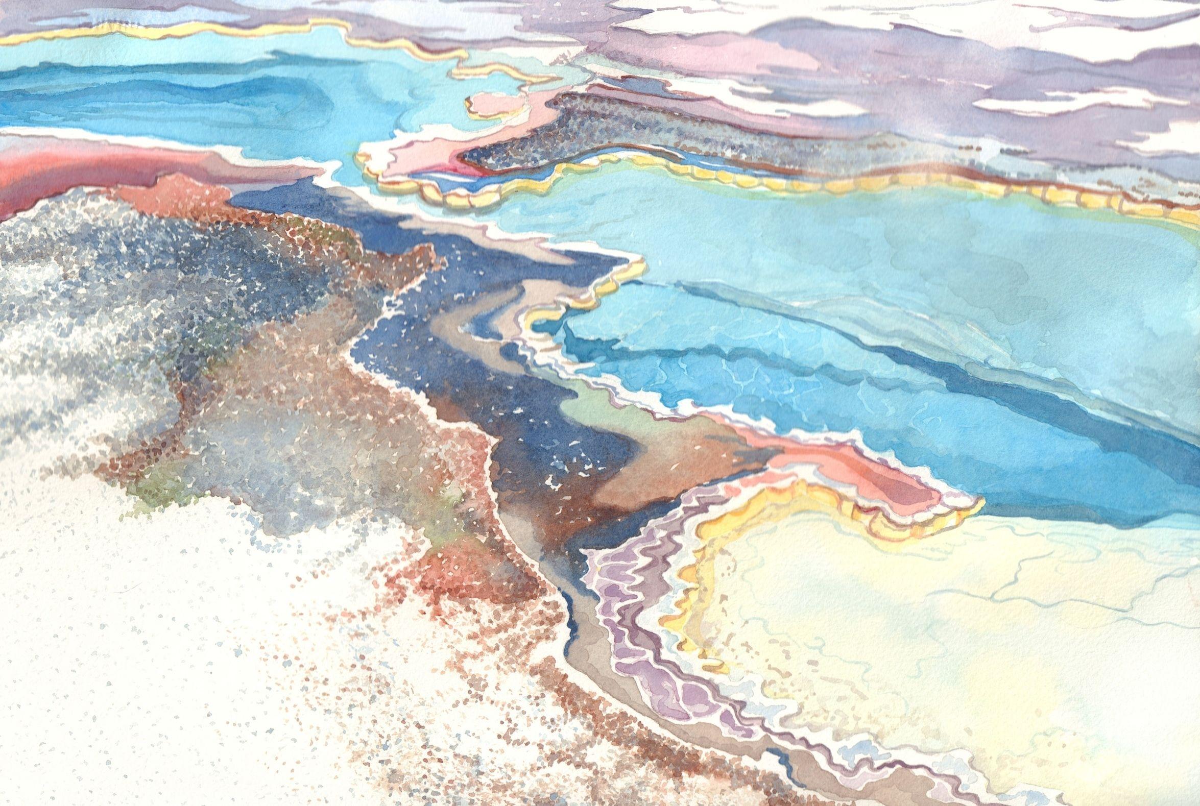 Doublette Pool, Painting, Watercolor on Watercolor Paper - Art by Leslie White