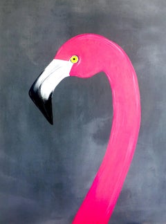 pink flamingo, Painting, Acrylic on Canvas