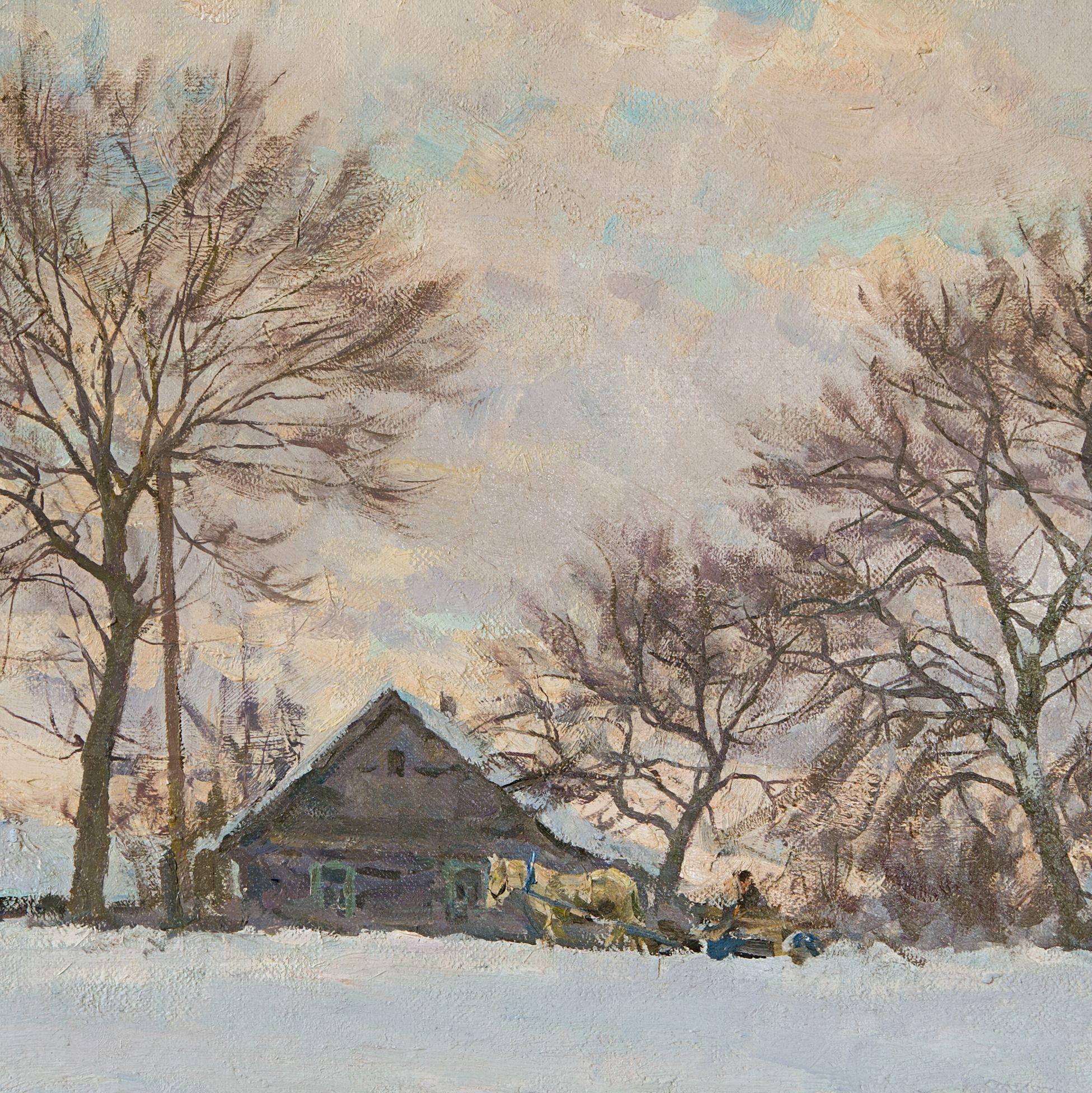 Winter in the village of Khoruzhi, Painting, Oil on Canvas 2