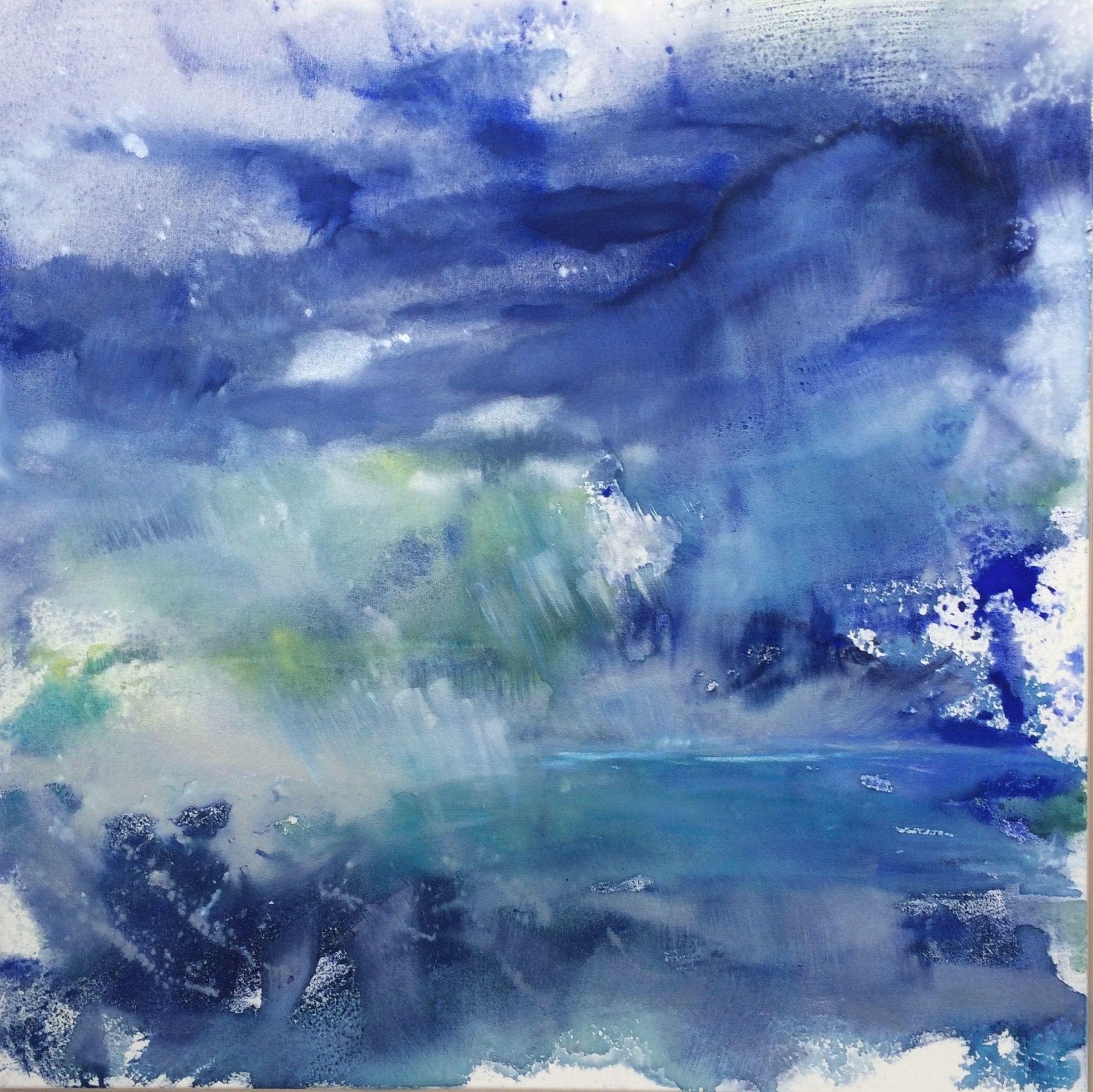Gesa Reuter Abstract Drawing - The Blues Will Take You There, Painting, Watercolor on Canvas
