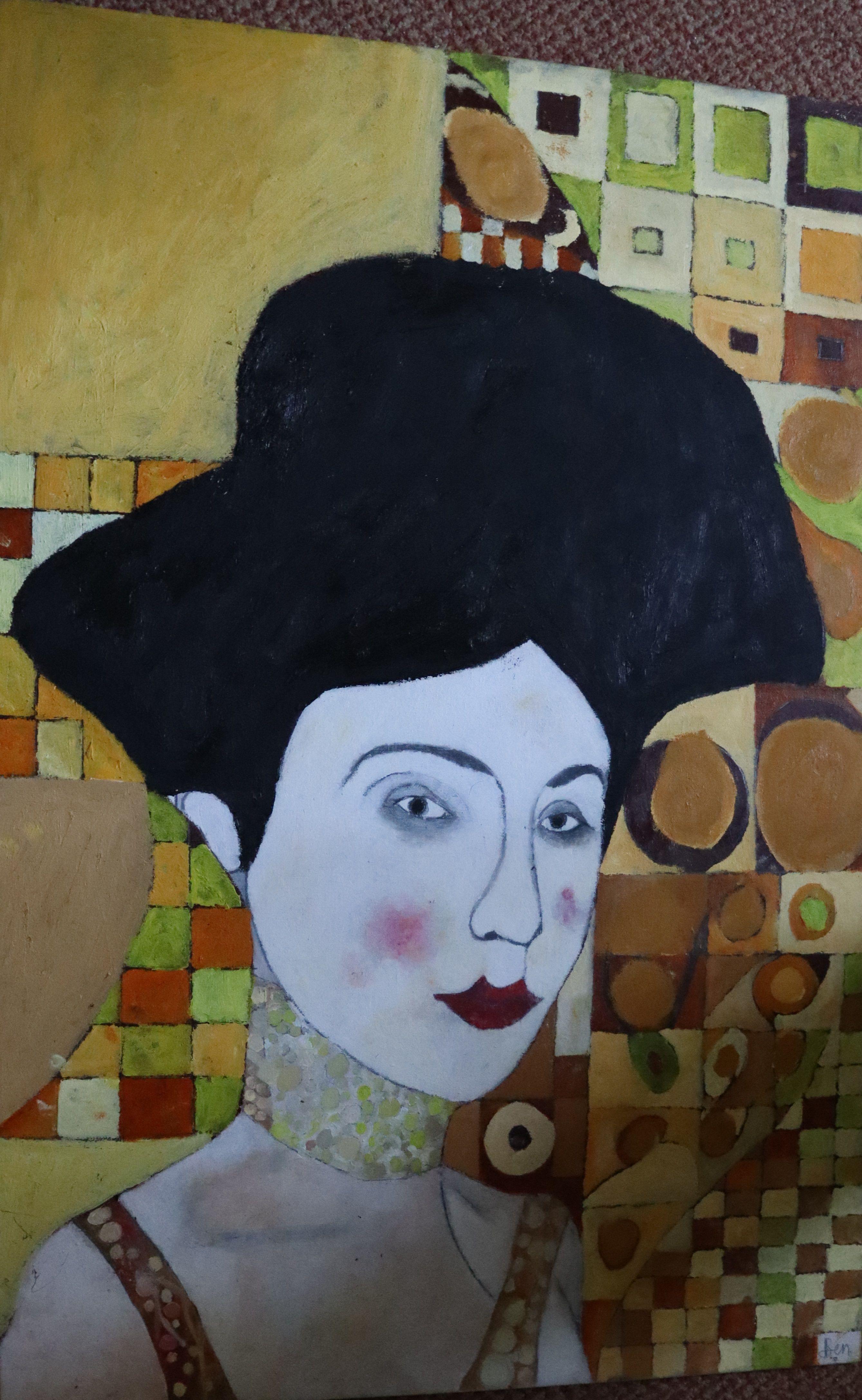 girl with black hair painting