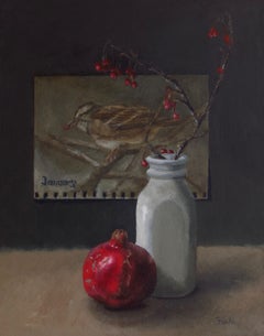 January's Calendar Month, Painting, Oil on Wood Panel