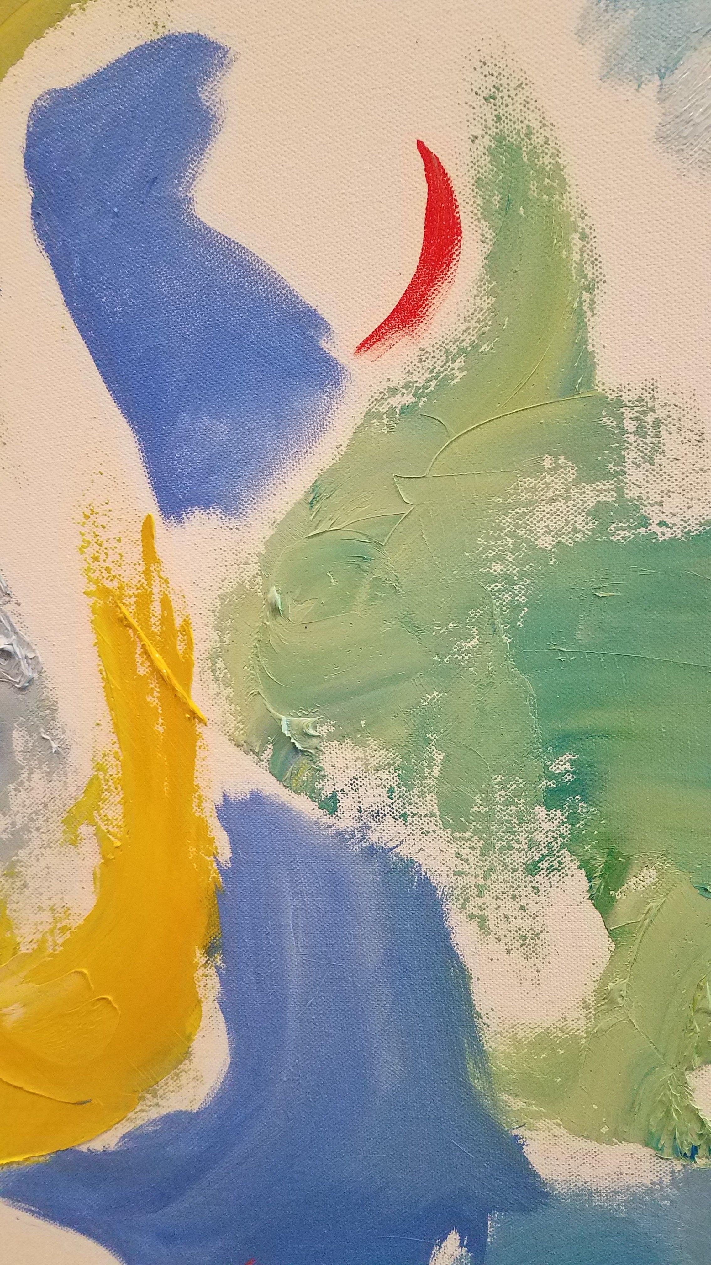 Jouer aux couleurs 1, peinture, huile sur toile - Abstrait Painting par Christine Frisbee