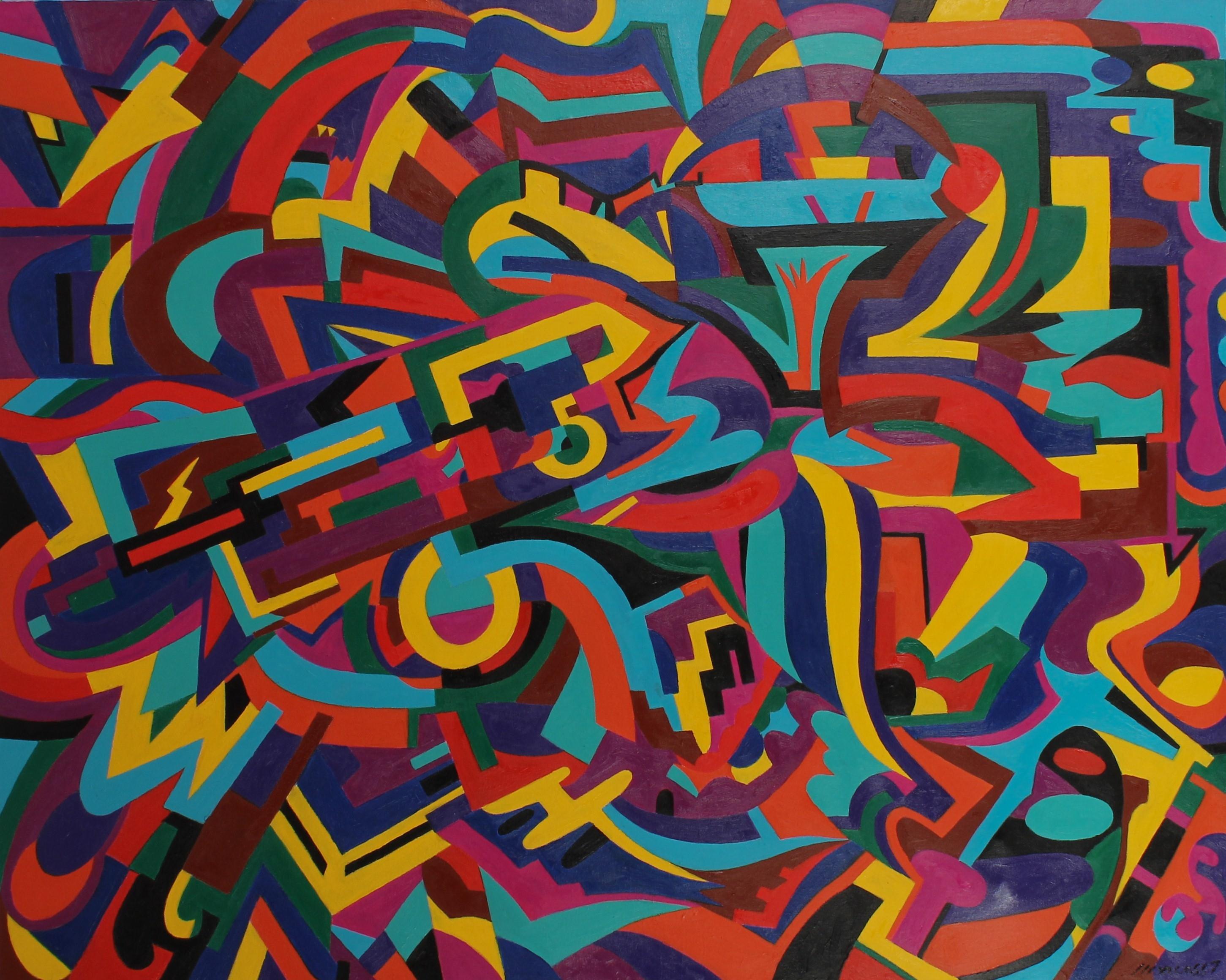 Abstract Painting di Marcos Inacio - Prisma urbano, Pittura, Olio su tela