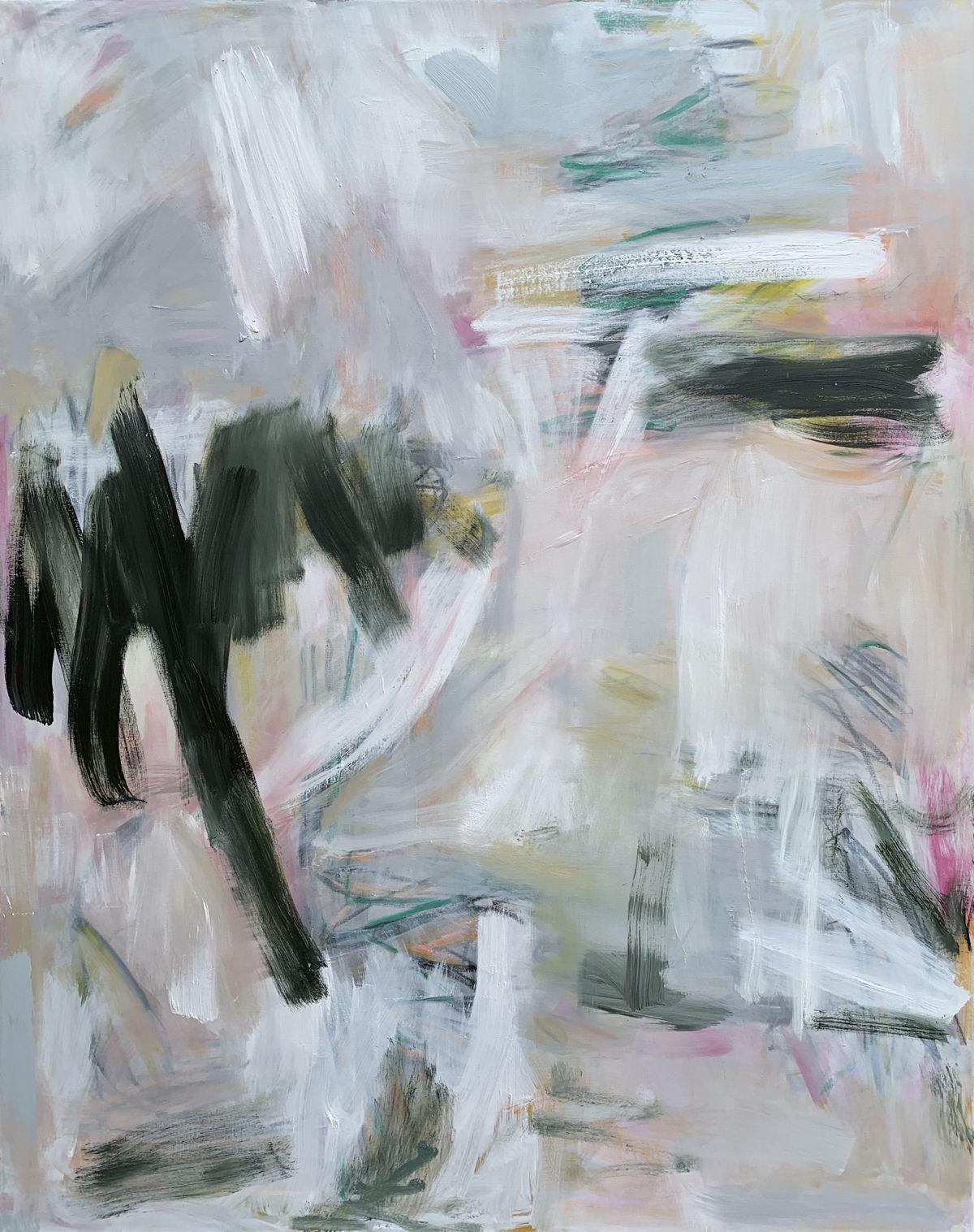 Life Line, Painting, Oil on Canvas - Gray Abstract Painting by Trixie Pitts