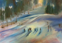 Ski School (FRAMED), Painting, Oil on Canvas